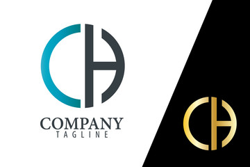Initial Letter CH With Linked Circle Logo