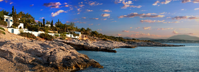Sunrise on the shore of Spetses island