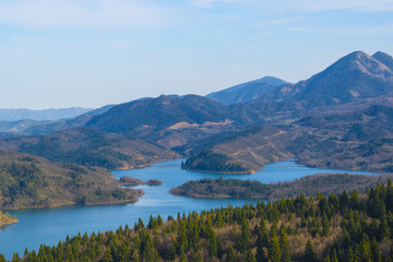 Plastira Lake. Greece. Panoramic view. Beautiful landscape.