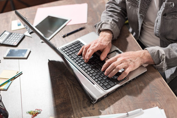 Businessman working on laptop