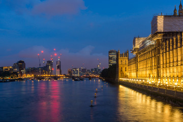 LONDON, ENGLAND - JUNE 16 2016: Night Cityscape of London from Westminster Bridge, England, United Kingdom