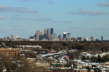 Minneapolis Skyline over Golden Valley During Winter