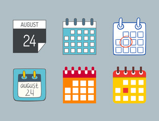 Obraz premium Vector calendar web icons office organizer business graphic paper plan appointment and pictogram reminder element for event meeting or deadline illustration.