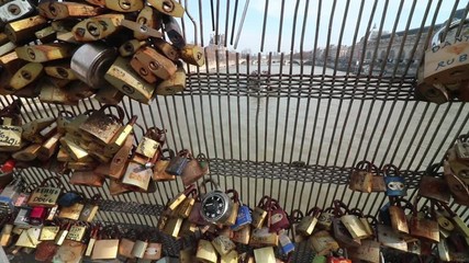 padlock view of the pont des arts in Paris