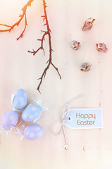 Happy Easter blue and white theme eggs