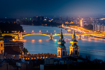 View of Budapest at Night from Fisherman's Bastion