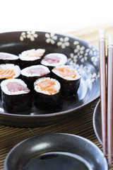 Salmon and Tuna Maki Rolls Vertical