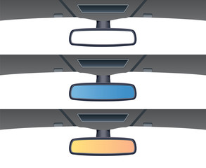 vector set of car rear view mirrors