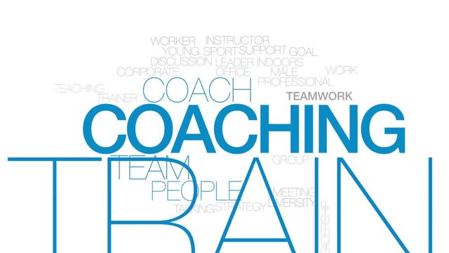 Coaching animated word cloud, text design animation. Kinetic typography.
