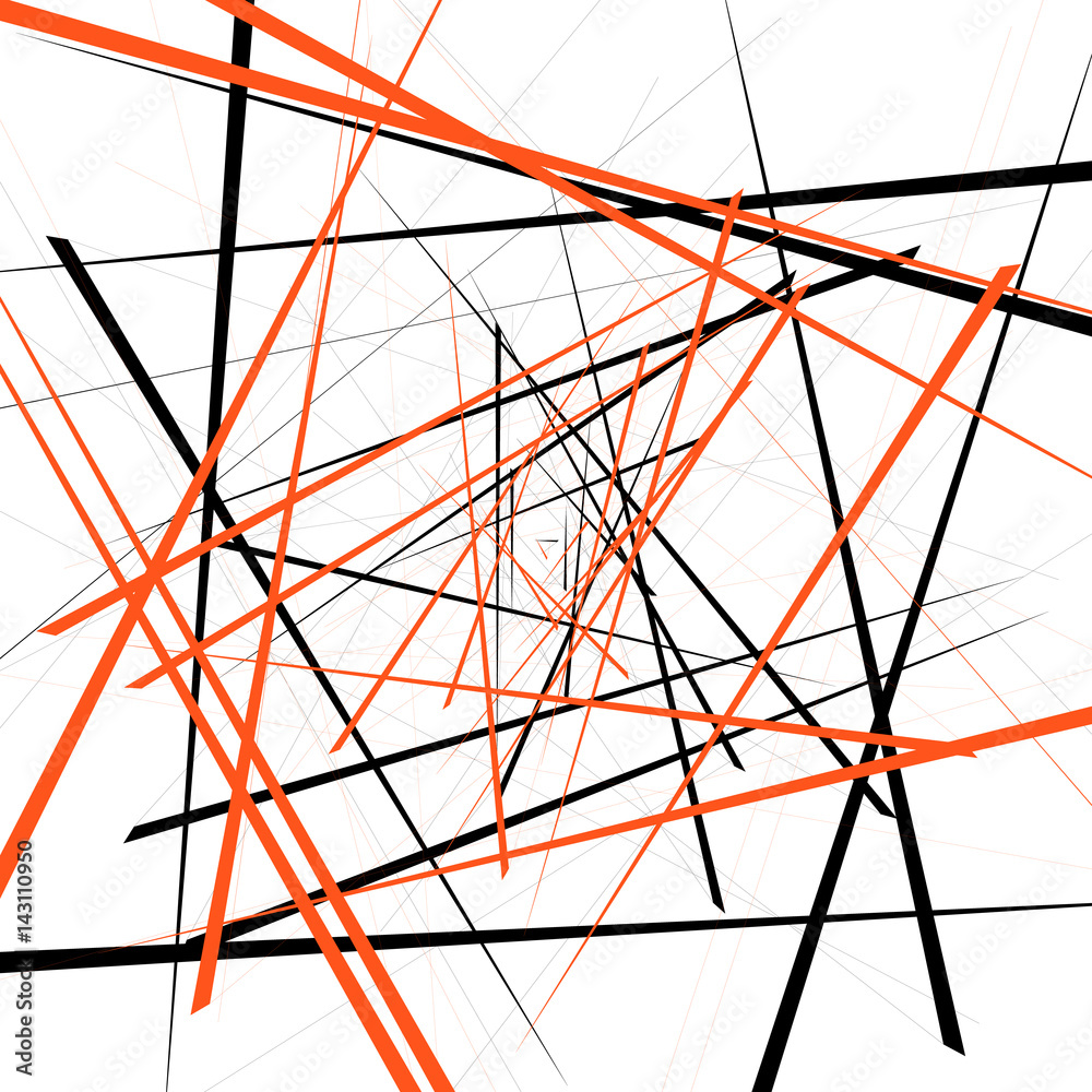 Aufkleber Geometric illustration with random intersecting lines. Editable abstract art.