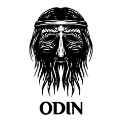 Odin scandinavian ancient god head vector icon