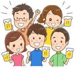 乾杯する男女のイラスト © よぴんこ（yopinco）