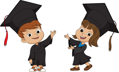 Happy graduated Kids.vector and illustration.