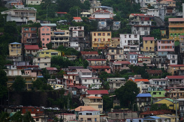 Close view of houses at Fort-de-France, Martinique Island - Lesser Antilles, French overseas territory