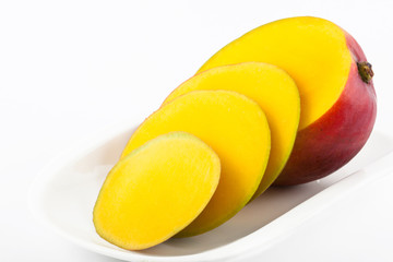Mango (Mangifera indica) on white background