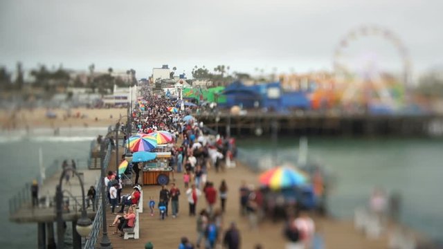 Tilt Shift Time Lapse Santa Monica Pier Tourists