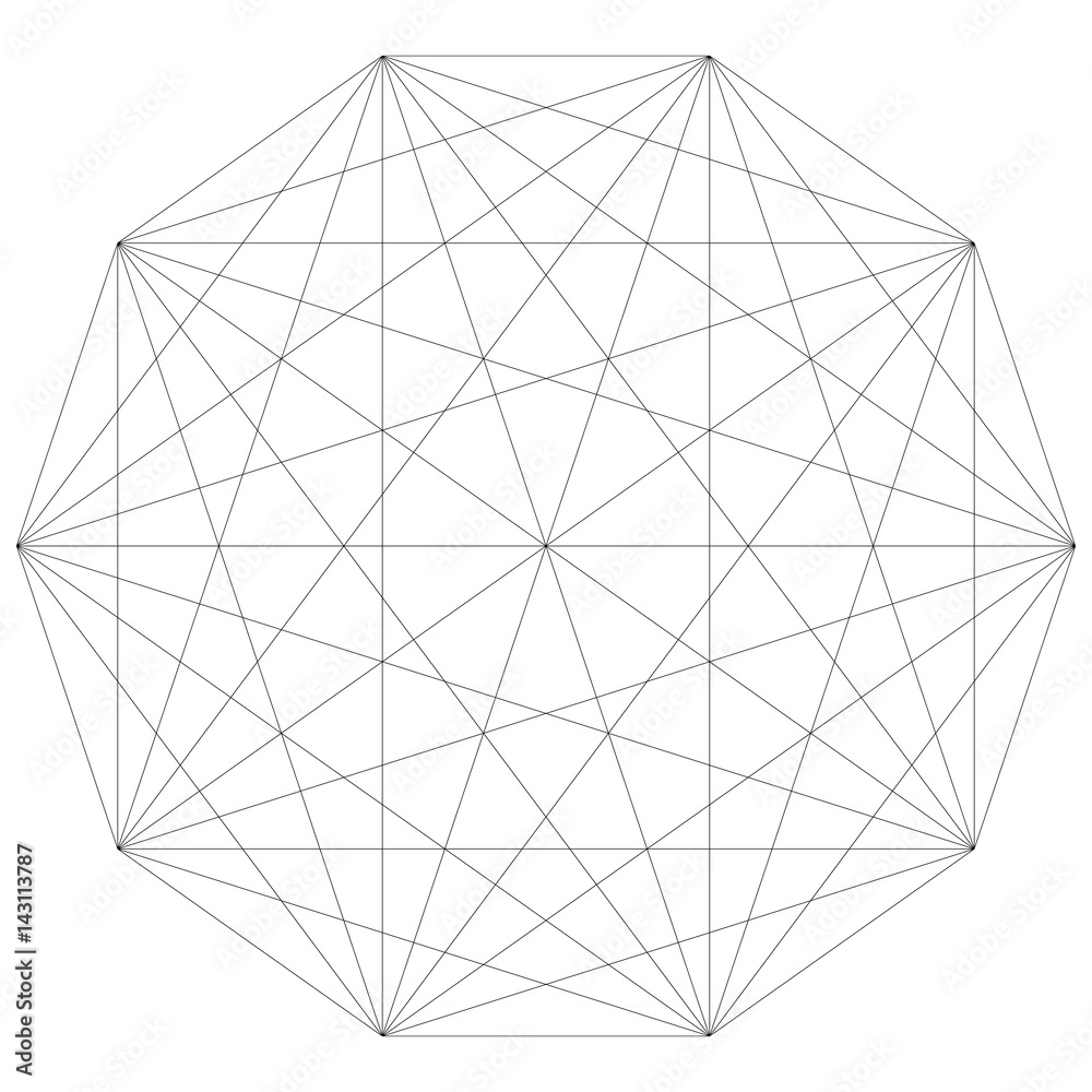 Poster segmented element with grid. geometrical shape with network of lines. lattice, grid, mesh inside of 