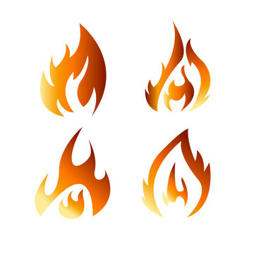 Fire flames flat icons