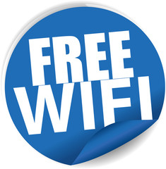 Free wifi blue Label, Sign, stickers and symbol.