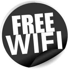 Free wifi black Label, Sign, stickers and symbol.