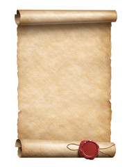 scroll with wax seal 3d illustration