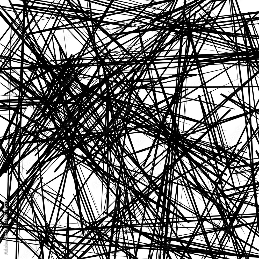 Poster Chaotic texture with zigzag lines. Rough random pattern