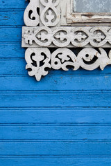 Carved window decoration, patterns on old house, Gorodets, Russia