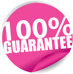 100% guarantee pink Label, Sign, stickers and symbol.