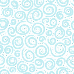 Light blue seamless pattern with swirls. Good for children's stuff, scrap-booking and wrapping paper, etc