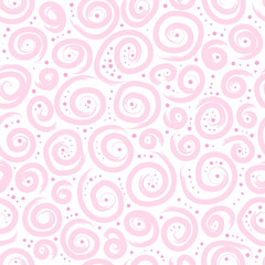 Pink seamless pattern with swirls. Good for children's stuff, scrap-booking and wrapping paper, etc