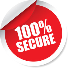 100% secure red Label, Sign, stickers and symbol.