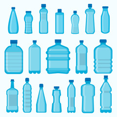 Plastic bottles vector isolated icons set