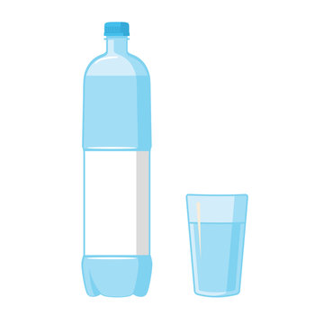 Plastic Blue Bottle. Glass. Blank