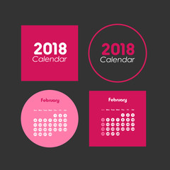 Template of calendar for February 2018