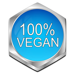 100% Vegan Button - 3D illustration
