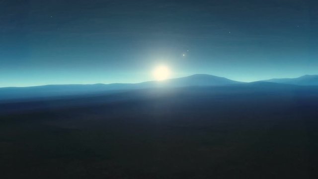 No Mans Land - A CG animation showing a flight through deserted plains during sunset
