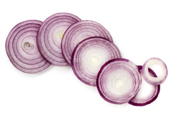Red Onion Slices Isolated Top View