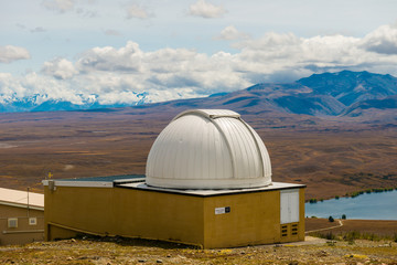 Tourists at Mt John University Observatory, The New Zealand's premier astronomical research observatory, Lake Tekapo,Canterbury, South Island, New Zealand.