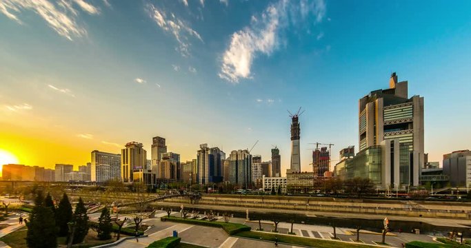 Sunset at Beijing. 4k timelapse