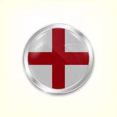 Fototapeta premium Round button national flag of England with the reflection of light and shadow. Icon country. Realistic vector illustration.