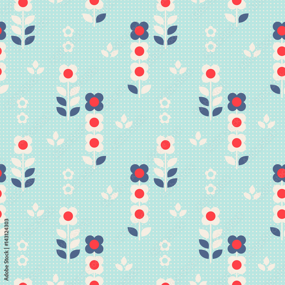 Poster seamless retro pattern with flowers