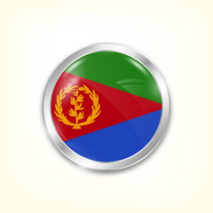 Obraz premium Round button national flag of Eritrea with the reflection of light and shadow. Icon country. Realistic vector illustration.