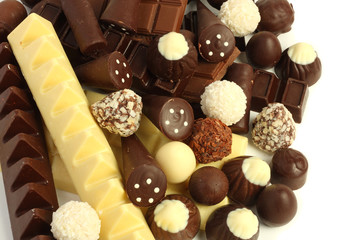 chocolate candies sweets isolated on white background