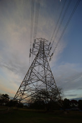 Silhouette of High Voltage Electrical Pole Structure