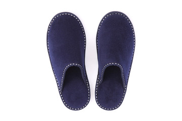 Blue slippers isolated on white background