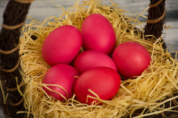 Red colored easter eggs