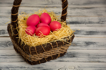 Red colored easter eggs