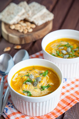 Pumpkins and Carrot Soup with Cream