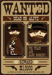 Cartoon Wild West Cowboy Wanted Poster - 143128117