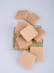 wafer or wafer biscuit on the background.